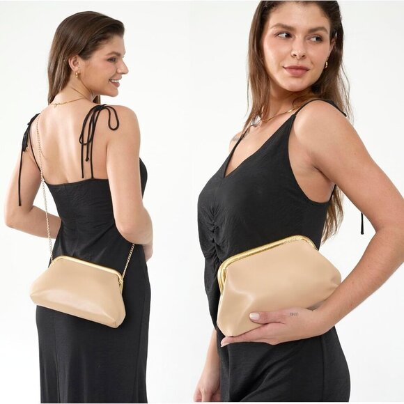 Women\'s Faux Leather Clutch Purse with Chain Strap Night Out Wedding Party